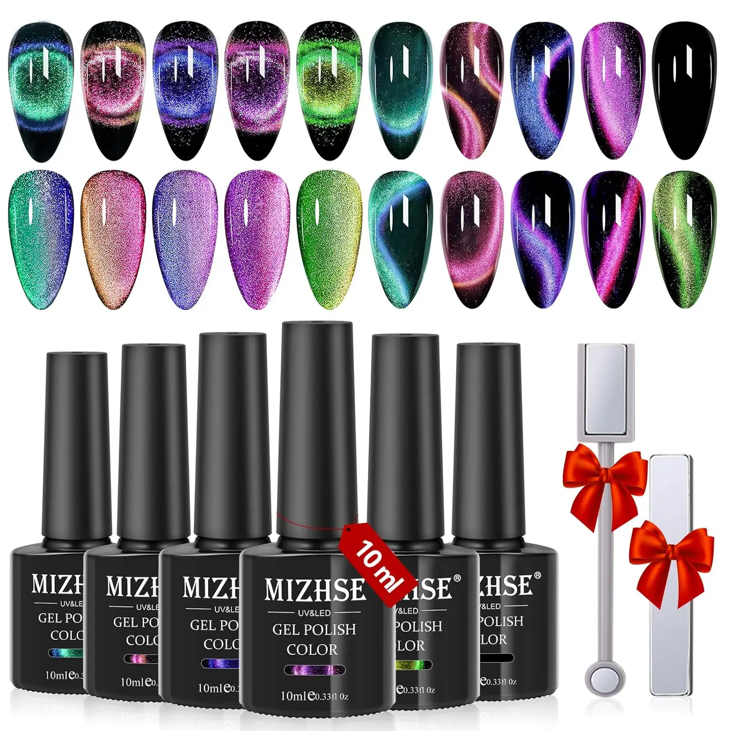 9D Cat Eye Gel Nail Polish Set with Magnet Sticks - Galaxy Effect, Chameleon Shimmer, Soak Off LED, DIY Nail Art
9D Cat Eye Gel Nail Polish Set with Magnet Sticks - Galaxy Effect, Chameleon Shimmer, Soak Off LED, DIY Nail Art
