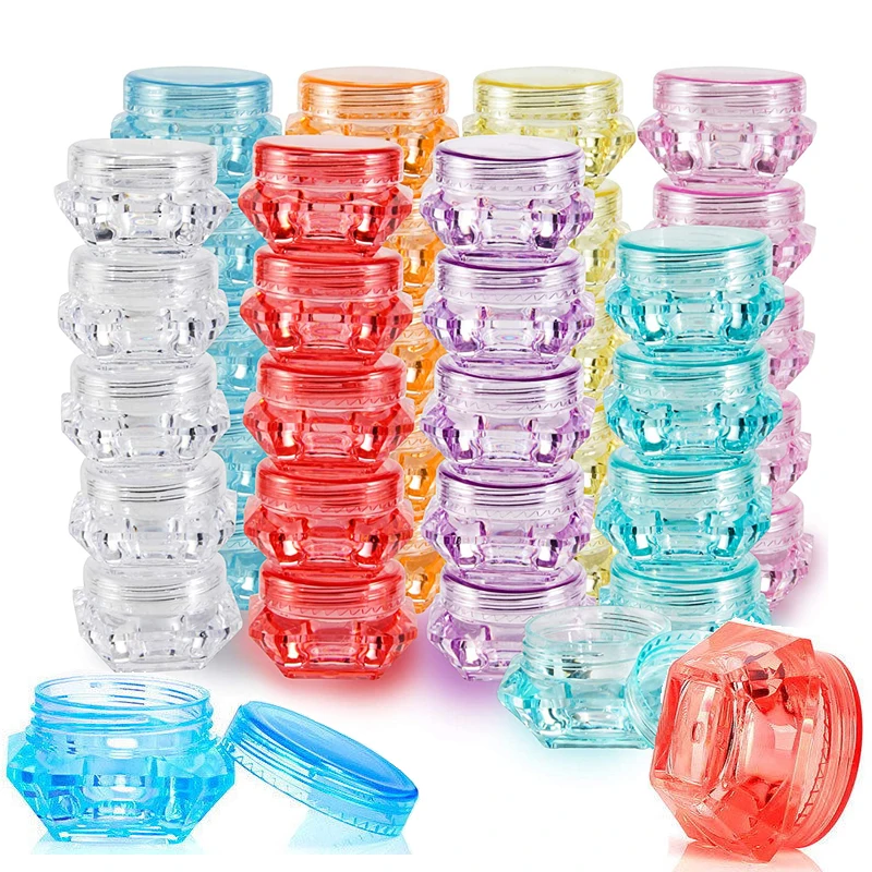 100Pcs Empty 3ml/5ml Plastic Clear Diamond Shape Jars Portable Cosmetic Containers Sample Pots For Creams Makeup Bead Eye shadow
100Pcs Empty 3ml/5ml Plastic Clear Diamond Shape Jars Portable Cosmetic Containers Sample Pots For Creams Makeup Bead Eye shadow