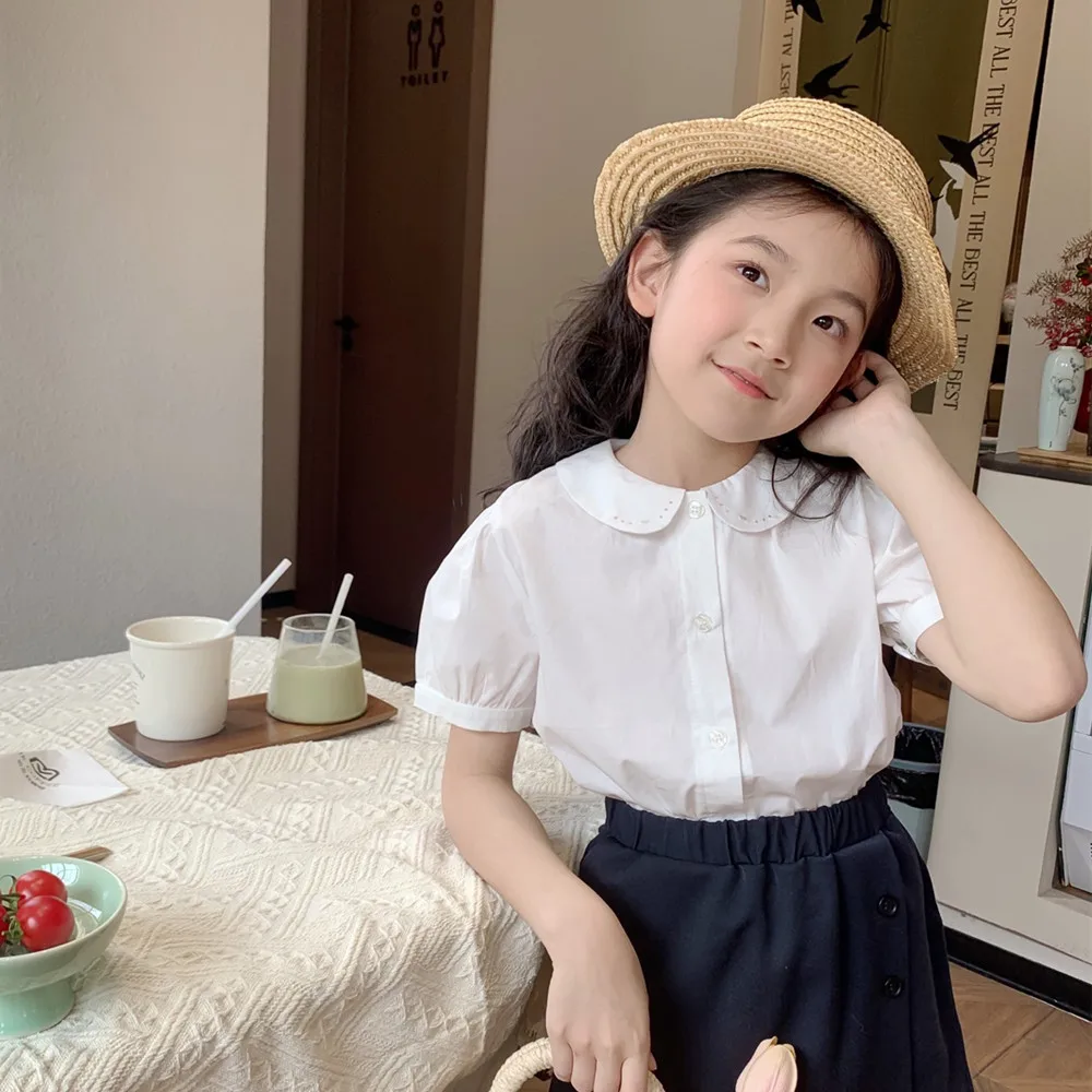 Spring/Summer Girls' Shirt kids girl clothes baby tops cotton Pink polka dot Peter Pan collar shirt Sweet girl's white shirt
Spring/Summer Girls' Shirt kids girl clothes baby tops cotton Pink polka dot Peter Pan collar shirt Sweet girl's white shirt