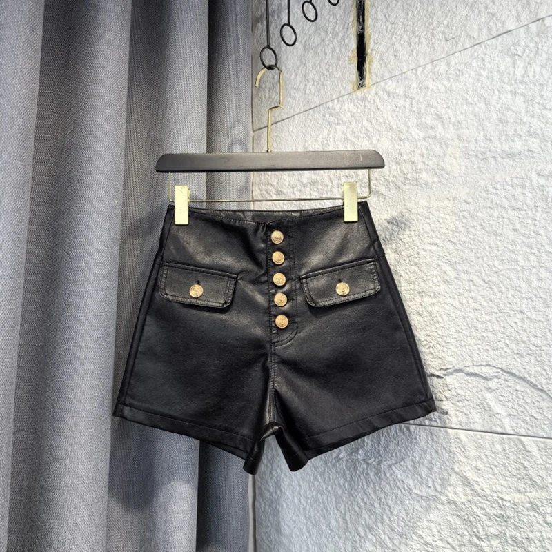 Black PU Shorts For Women Sexy Spicy Girl Style High Waist Booty Shorts Summer Retro Single-Breasted Slim Fit Hot Pants
Black PU Shorts For Women Sexy Spicy Girl Style High Waist Booty Shorts Summer Retro Single-Breasted Slim Fit Hot Pants