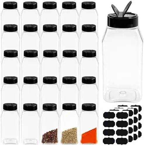 Набор из 28 пластиковых баночек для специй объемом 16 унций с крышками и наклейками – Прозрачные емкости для специй, соли и трав
Набор из 28 пластиковых баночек для специй объемом 16 унций с крышками и наклейками – Прозрачные емкости для специй, соли и трав