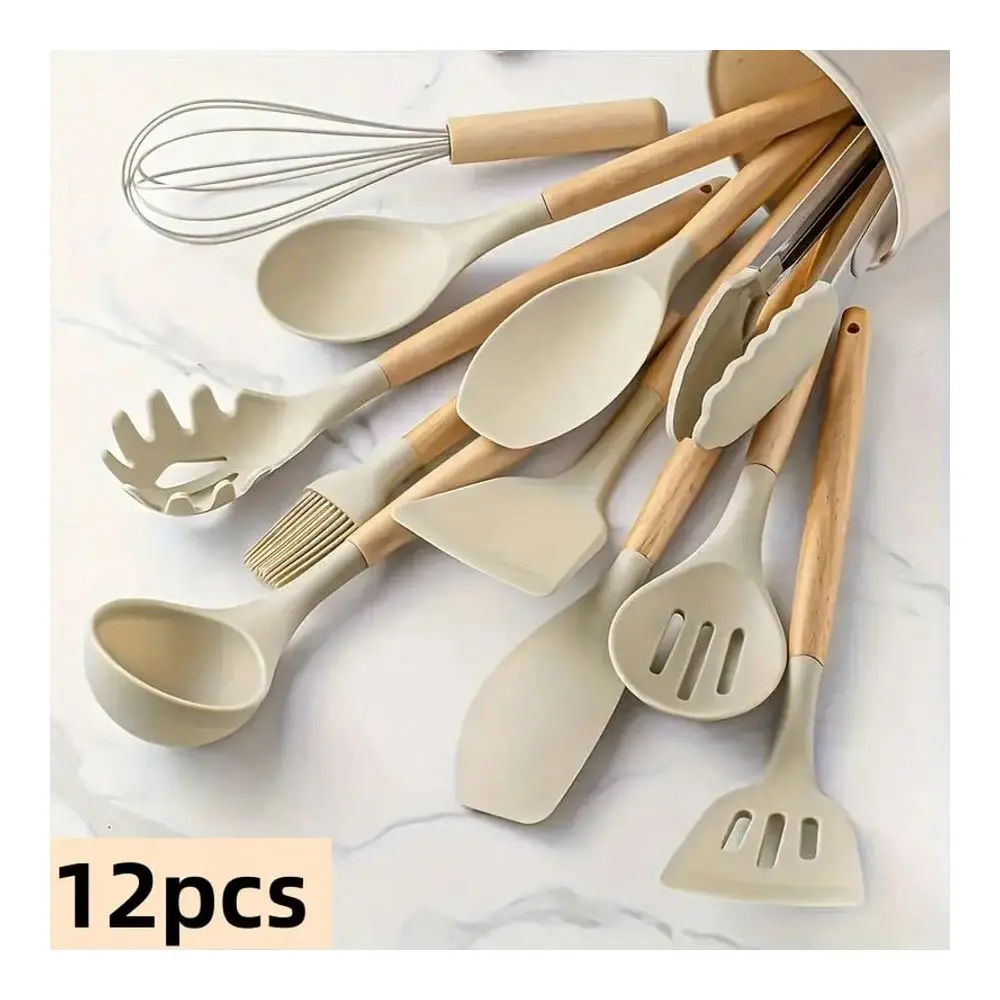 Luxury Silicone Kitchen Cooking Utensils Set With Wooden Handles, Egg Beater, Brush Pliers, HeatResistant And NonStick Cookware
Luxury Silicone Kitchen Cooking Utensils Set With Wooden Handles, Egg Beater, Brush Pliers, HeatResistant And NonStick Cookware