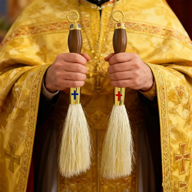HTISOK New Orthodox Holy Water Blessing Brush Wooden Handle Synthetic Wool Metal Cross Accents 15'' Religious Ceremony Sprinkler
HTISOK New Orthodox Holy Water Blessing Brush Wooden Handle Synthetic Wool Metal Cross Accents 15'' Religious Ceremony Sprinkler