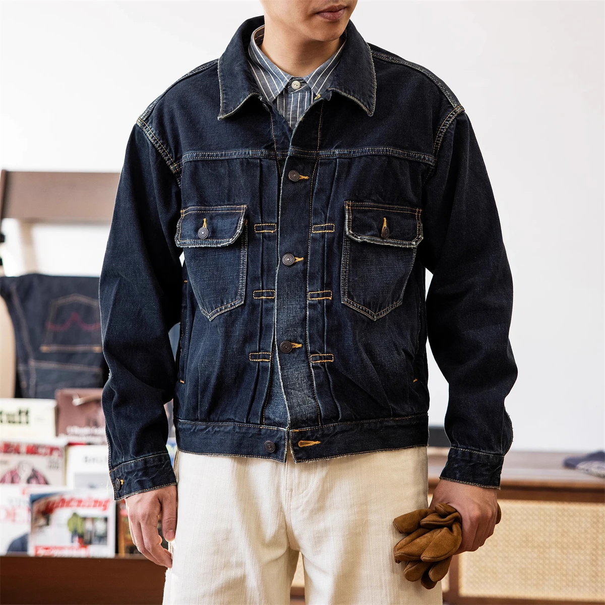 Red Tornado 101XX Jacket DMGD-1009 Vintage Fashion Men's Selvedge Denim JKT Blue
Red Tornado 101XX Jacket DMGD-1009 Vintage Fashion Men's Selvedge Denim JKT Blue
