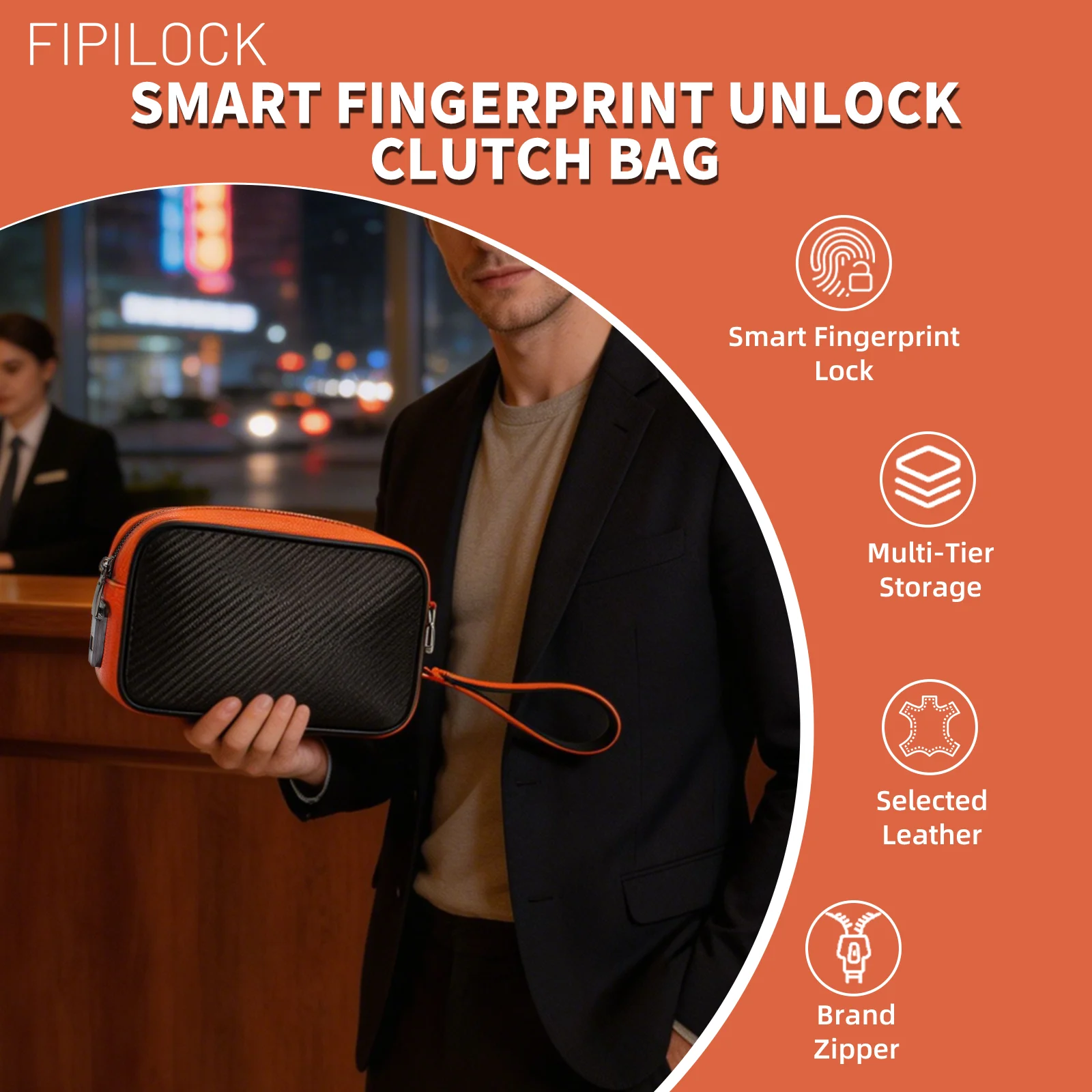 FIPILOCK Clutch Bags man Handsbags Wholesale for Woman with Smart Fingerprint Unlock Anti-theft Anti-Burglary Unisex Fashion
FIPILOCK Clutch Bags man Handsbags Wholesale for Woman with Smart Fingerprint Unlock Anti-theft Anti-Burglary Unisex Fashion