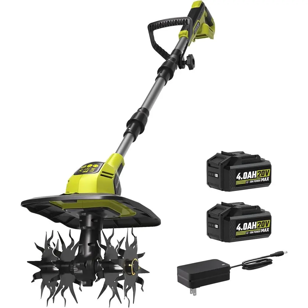 CordlTiller or Gardening, 20V 2 X 4.0Ah Battery Powered Cultivator, 9-in Tilling Width and 7-in Depth Electric Rototiller, 360 R
CordlTiller or Gardening, 20V 2 X 4.0Ah Battery Powered Cultivator, 9-in Tilling Width and 7-in Depth Electric Rototiller, 360 R