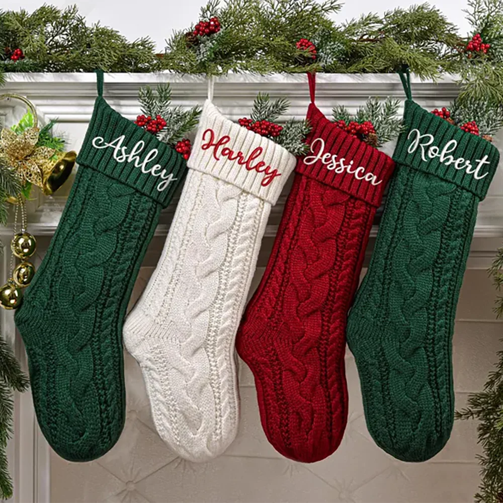 Custom Christmas Stocking Xmas Knitted Stockings with Name Holiday Decor Gift Christmas Family Gifts Santa Sack Kid Present Bag 
Custom Christmas Stocking Xmas Knitted Stockings with Name Holiday Decor Gift Christmas Family Gifts Santa Sack Kid Present Bag