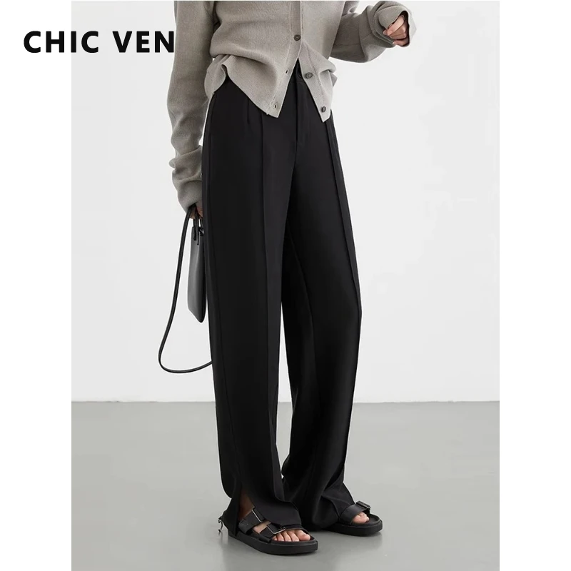 Женские брюки CHIC VEN, черные, свободные, с высокой талией, с разрезами, прямые, широкие, весна-лето 2026
Женские брюки CHIC VEN, черные, свободные, с высокой талией, с разрезами, прямые, широкие, весна-лето 2026