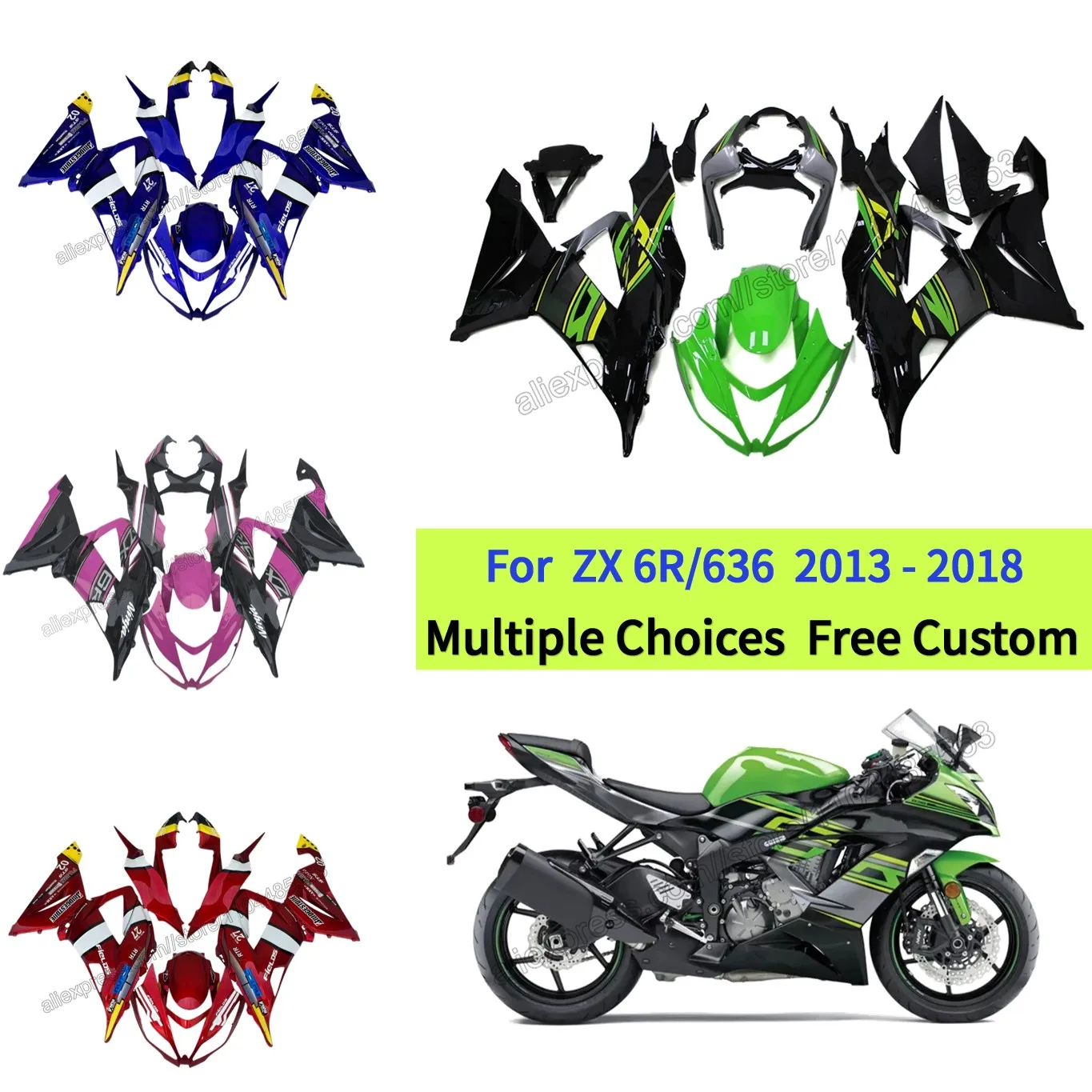 Ninja ZX6R 2013-2018 Kawasaki ZX-6R 636 Fairing Panel Set – Custom Colors Available
Ninja ZX6R 2013-2018 Kawasaki ZX-6R 636 Fairing Panel Set – Custom Colors Available