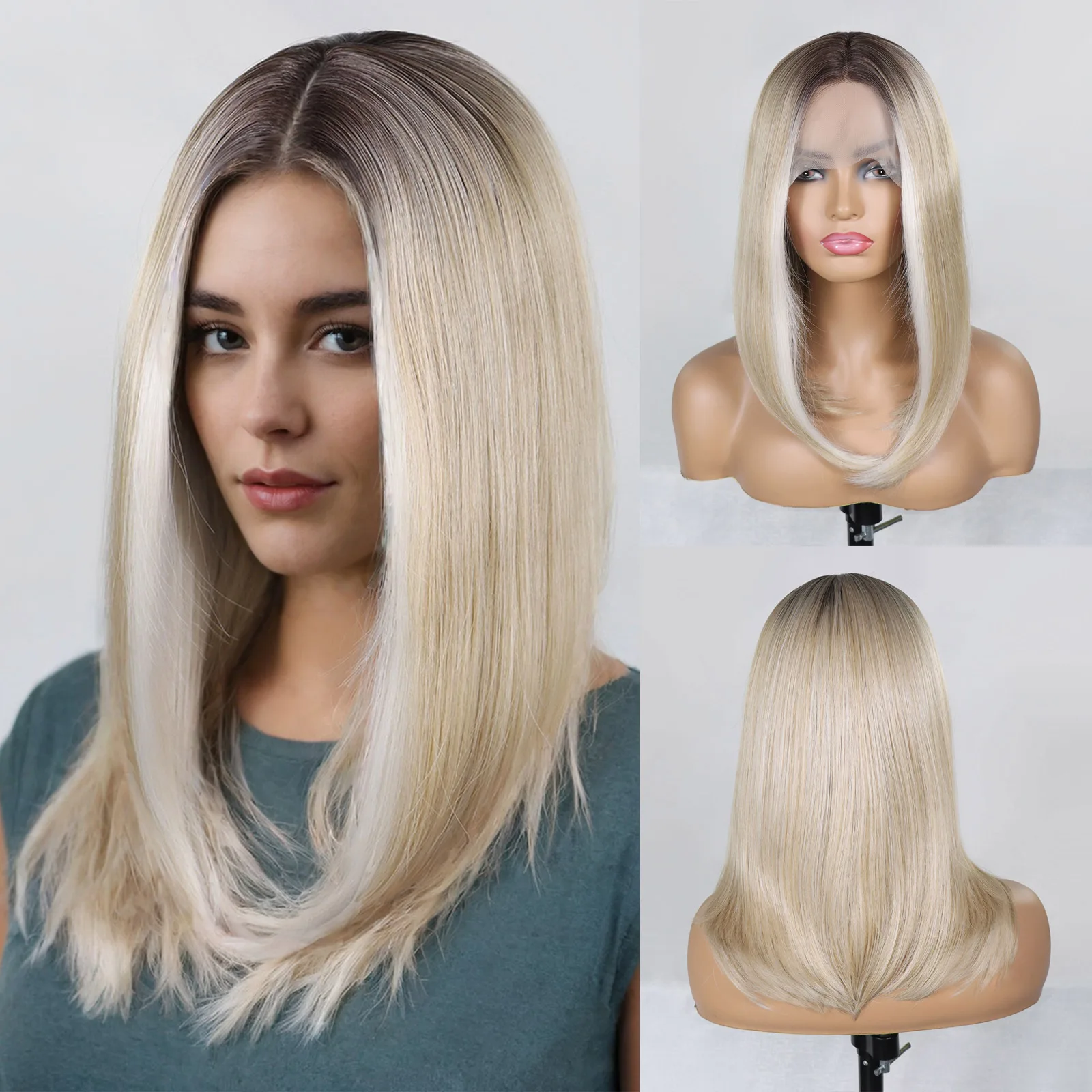 Women's 14 Inch Highlighted Wig With Dark Roots Short Straight Bob Wigs With 13x3 Inch Lace Front Perfect for Daily and Party 
Women's 14 Inch Highlighted Wig With Dark Roots Short Straight Bob Wigs With 13x3 Inch Lace Front Perfect for Daily and Party