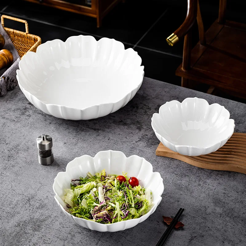 Ceramic Salad Soup Bowl Unique Shape Tableware Lace Rim Pasta Seafood Bowl for Hotel Restaurant
Ceramic Salad Soup Bowl Unique Shape Tableware Lace Rim Pasta Seafood Bowl for Hotel Restaurant
