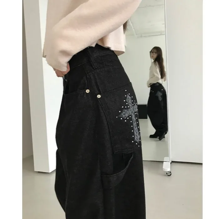 Casual High Waist Wide Leg Jeans Women's Floor Length Pocket Detailing Denim Pants Workwear Style Black Cotton 100%
Casual High Waist Wide Leg Jeans Women's Floor Length Pocket Detailing Denim Pants Workwear Style Black Cotton 100%