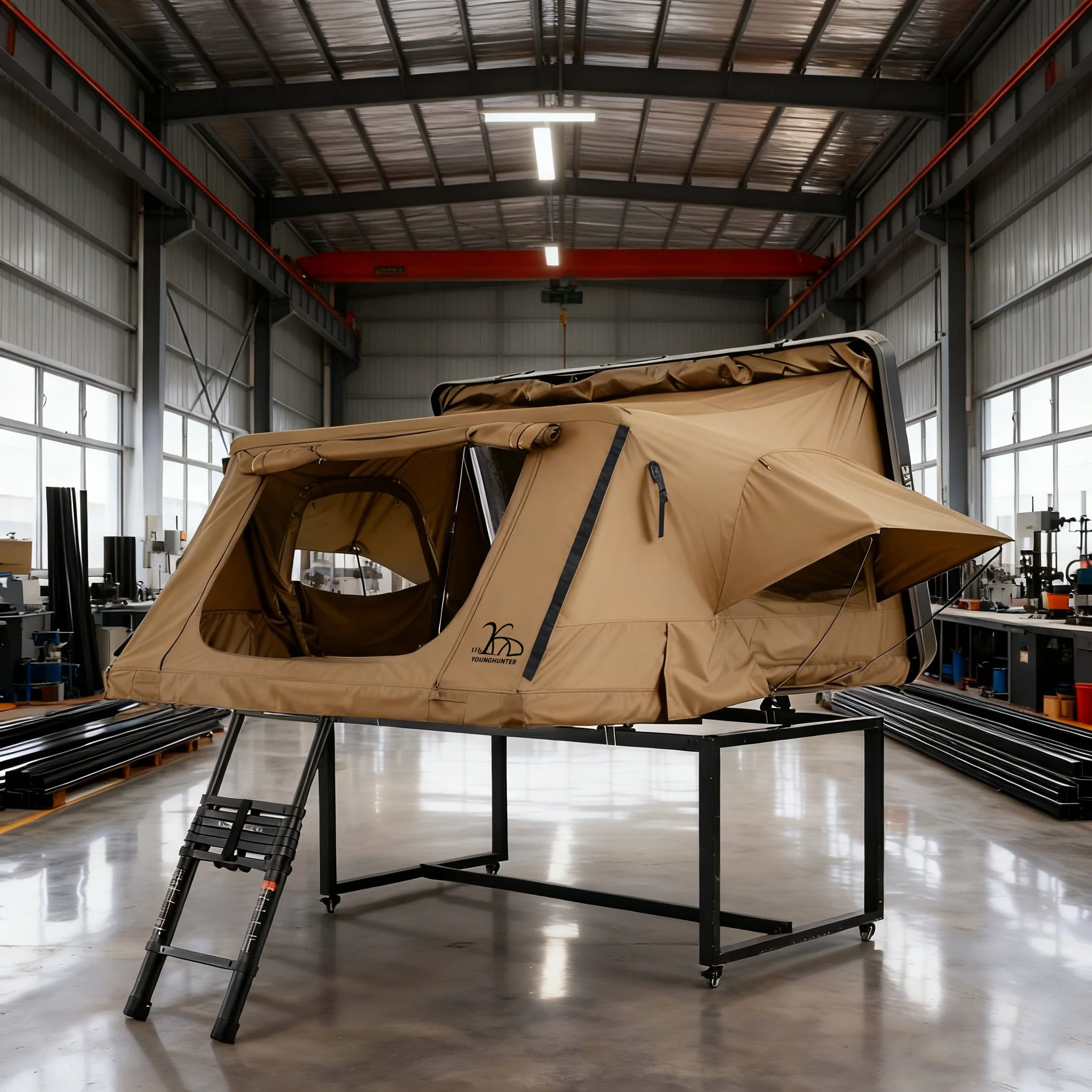 Waterproof Side Open Overland Outdoor Abs Hardshell Rooftop Tent 4 Person with Skylight,Customization