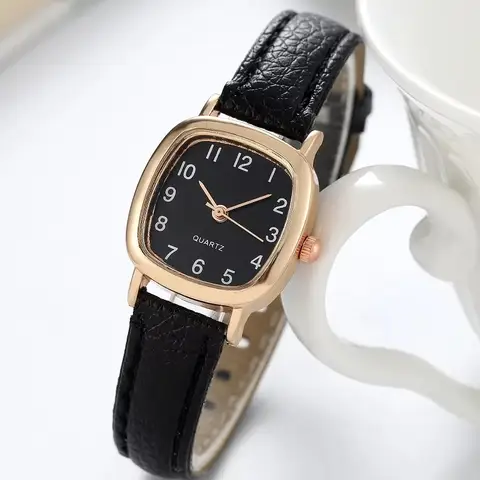 Kegllect Square Women Simple Small Dial Student Watches Vintage Belt Quartz Wristwatch