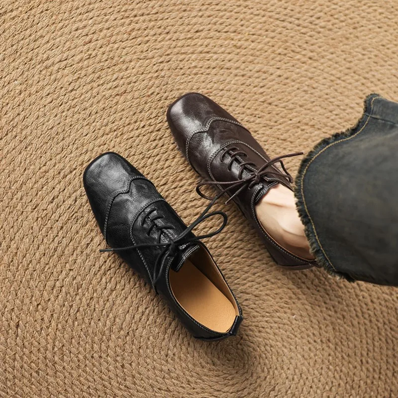 DIMANYU Women Flat Shoes Genuine Leather 2026 New Spring Lace-up Retro Ladies’ Shoes Large Size British Style Shoes For Women
DIMANYU Women Flat Shoes Genuine Leather 2026 New Spring Lace-up Retro Ladies’ Shoes Large Size British Style Shoes For Women