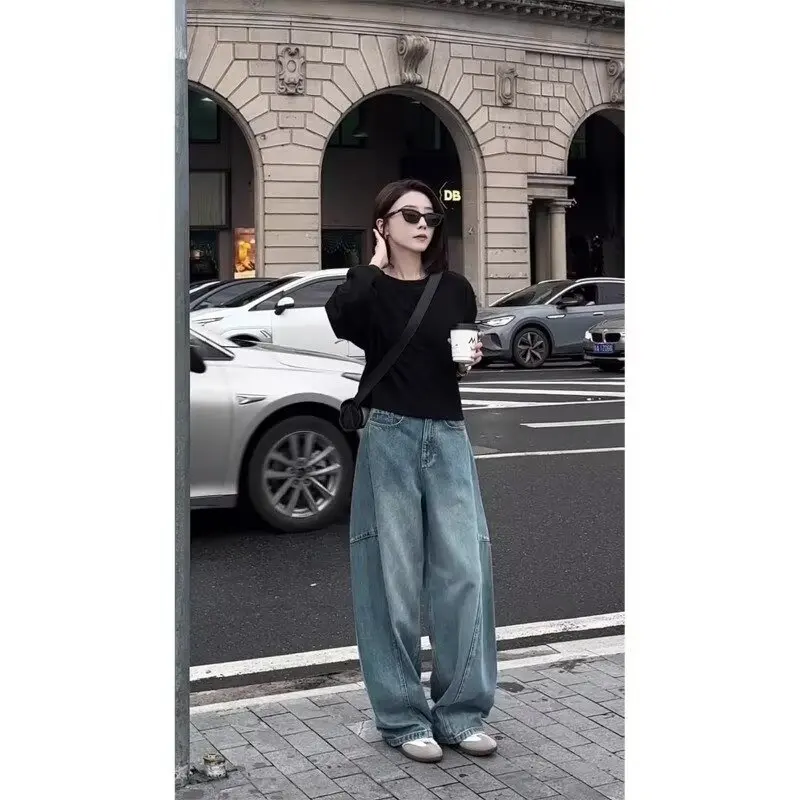 American Style Straight Wide Leg Jeans for Women Spring Autumn Loose Fit Plus SizemmLoose Fit Draped Slimming Banana Pants
American Style Straight Wide Leg Jeans for Women Spring Autumn Loose Fit Plus SizemmLoose Fit Draped Slimming Banana Pants