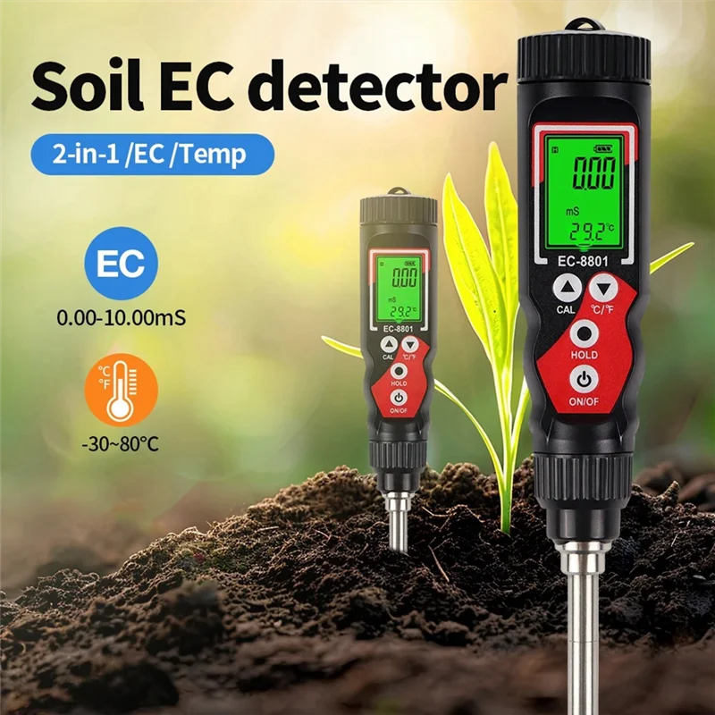 A57M-EC Soil Detector Digital EC Temperature Soil Tester Electrical Conductivity Soil Meter For Potted Plants Garden
A57M-EC Soil Detector Digital EC Temperature Soil Tester Electrical Conductivity Soil Meter For Potted Plants Garden