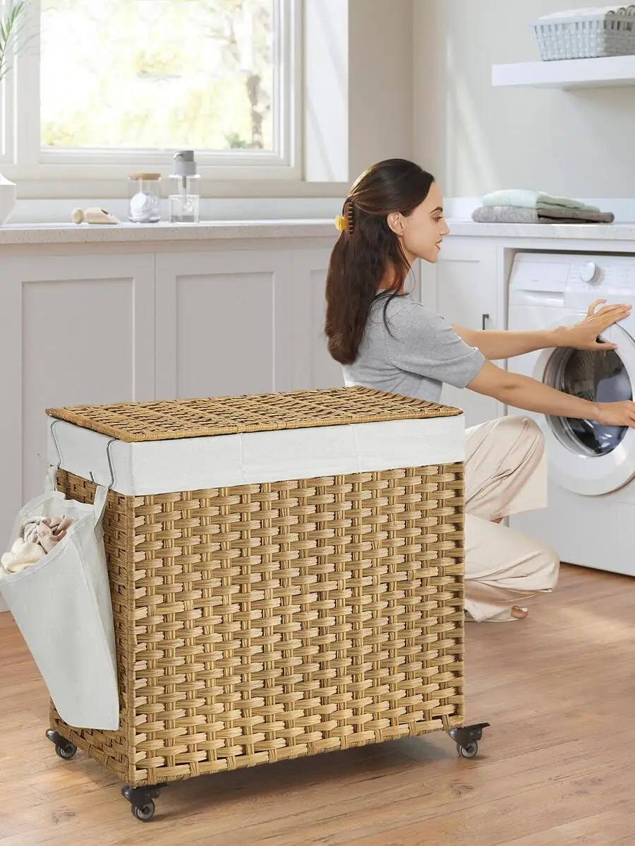 160L, Rolling Laundry Basket With Wheels, 3-Section Synthetic Rattan Laundry Hamper, Removable Liner,Washing Basketbathroom
160L, Rolling Laundry Basket With Wheels, 3-Section Synthetic Rattan Laundry Hamper, Removable Liner,Washing Basketbathroom