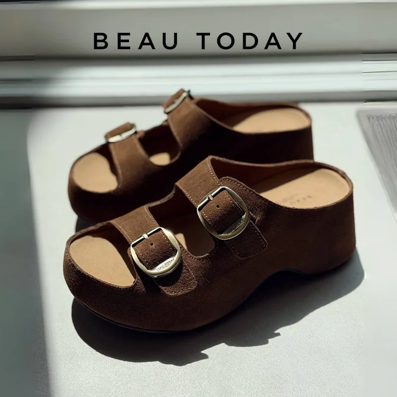 BEAUTODAY Casual Sandals Women Cow Suede Solid Color Double Buckle Strap Thick Sole Slippers Ladies Shoes Handmade MS3D138
BEAUTODAY Casual Sandals Women Cow Suede Solid Color Double Buckle Strap Thick Sole Slippers Ladies Shoes Handmade MS3D138