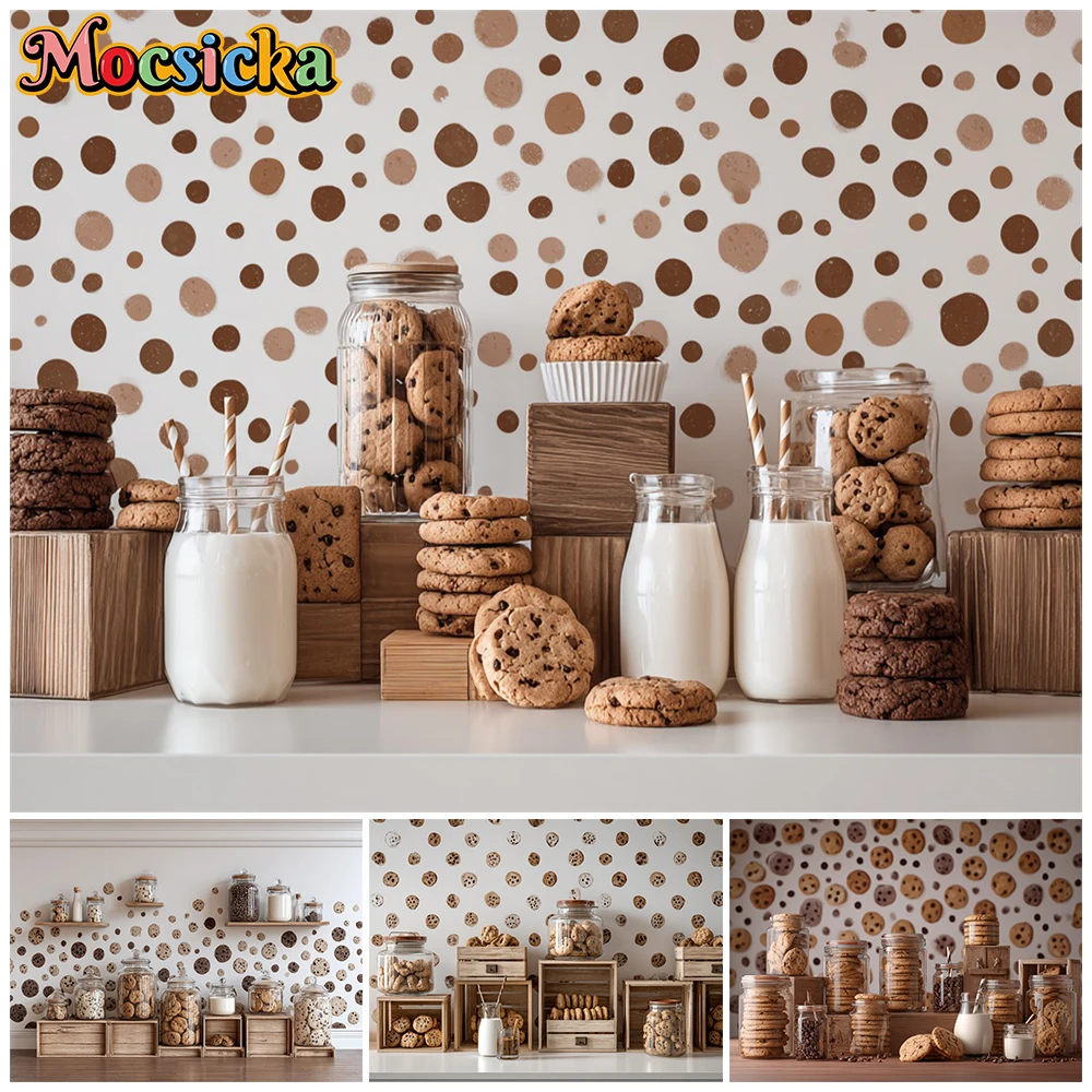 Mocsicka Milk Cookies Photography Backdrop Brown Polka Dot Wall Chocolate Chip Bottles Background Kid Photoshoot Studio Tapestry
Mocsicka Milk Cookies Photography Backdrop Brown Polka Dot Wall Chocolate Chip Bottles Background Kid Photoshoot Studio Tapestry