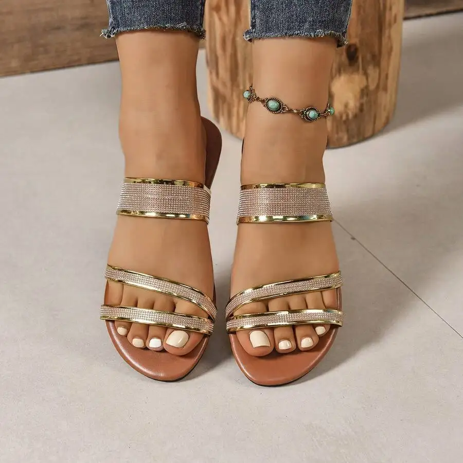 Sparkling Rhinestone Flat Sandals Women Slip On Open Toe Casual Boho Style
Sparkling Rhinestone Flat Sandals Women Slip On Open Toe Casual Boho Style
