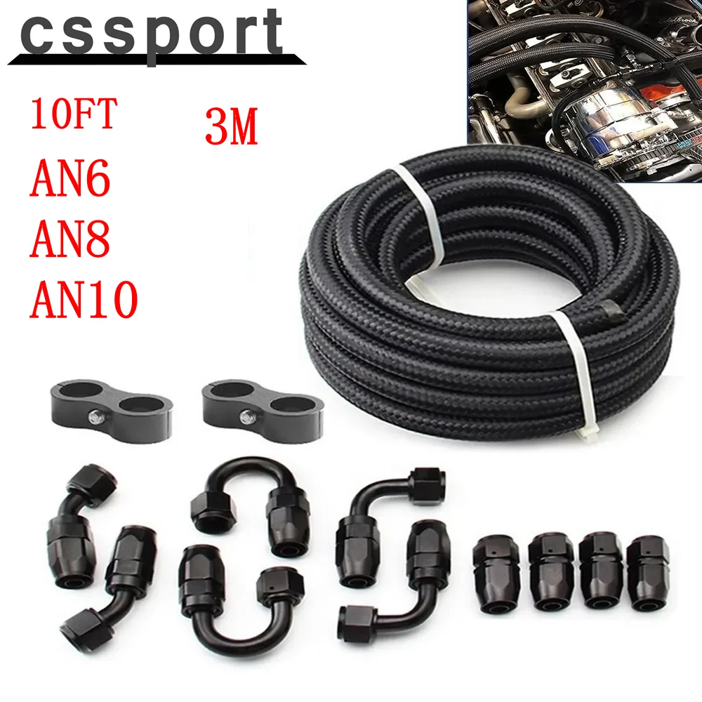 10FT AN6/AN8/AN10 Oil Fuel Fittings Hose End 0+45+90+180 Degree Oil Adaptor Kit Braided Oil Fuel Hose Line 3M Black With Clamps
10FT AN6/AN8/AN10 Oil Fuel Fittings Hose End 0+45+90+180 Degree Oil Adaptor Kit Braided Oil Fuel Hose Line 3M Black With Clamps