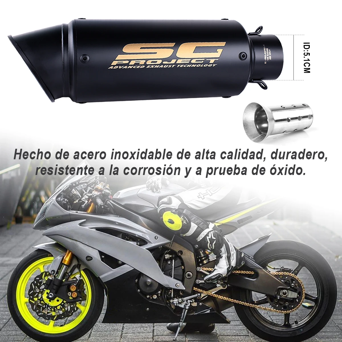 1 piece 51mm diameter stainless steel universal motorcycle exhaust pipe, suitable for most motorcycles such as Yamaha
1 piece 51mm diameter stainless steel universal motorcycle exhaust pipe, suitable for most motorcycles such as Yamaha