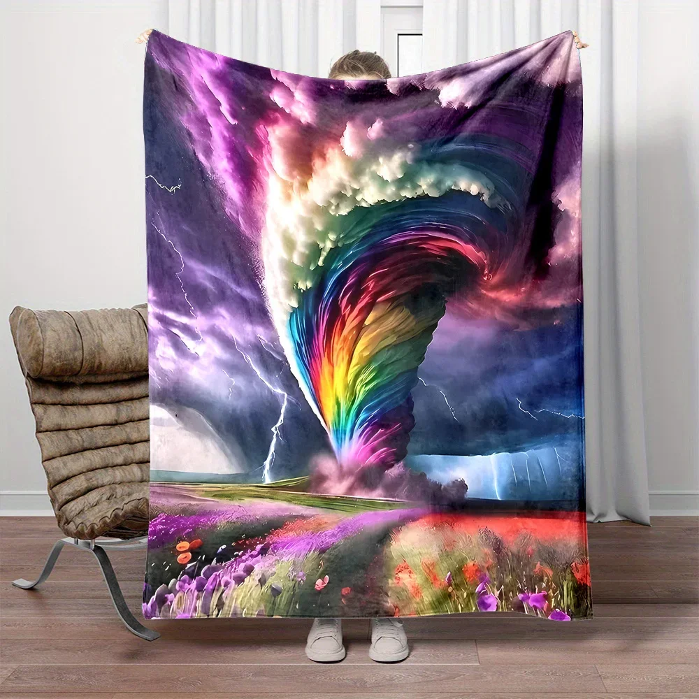 Contemporary Flannel Throw Blanket with Colorful Tornado and Flowers Print Digital Print Polyester NonWoven Fabric Soft
Contemporary Flannel Throw Blanket with Colorful Tornado and Flowers Print Digital Print Polyester NonWoven Fabric Soft