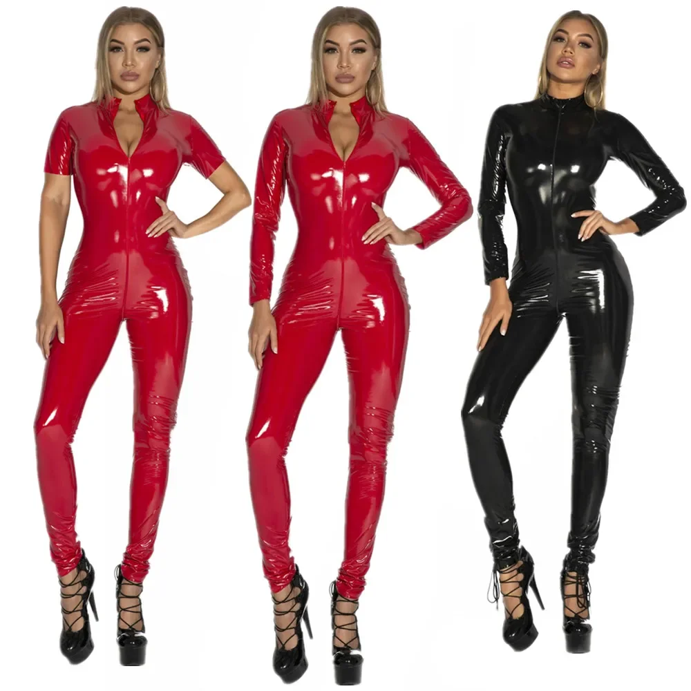 Plus Size S-5XL Women Sexy Shiny Latex Catsuit Zipper Open Crotch Wetlook PVC Bodysuit Faux Leather Jumpsuit Clubwear Costume
Plus Size S-5XL Women Sexy Shiny Latex Catsuit Zipper Open Crotch Wetlook PVC Bodysuit Faux Leather Jumpsuit Clubwear Costume