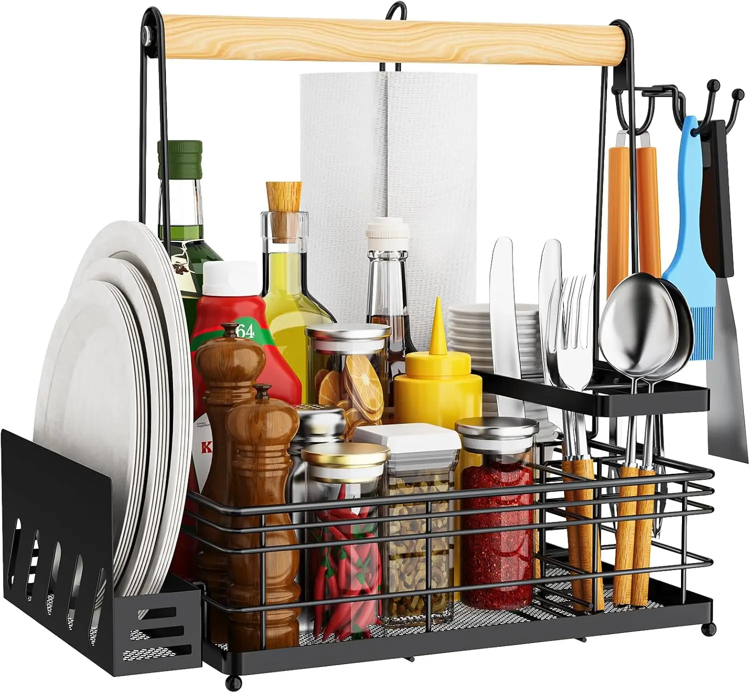 Grill Caddy, BBQ Caddy with Paper Towel Holder & Utensil Holder, Picnic Caddy Organizer for Outdoor Cooking, Camping Ess
Grill Caddy, BBQ Caddy with Paper Towel Holder & Utensil Holder, Picnic Caddy Organizer for Outdoor Cooking, Camping Ess