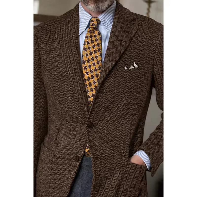 Mens Herringbone Suit Jacket Notched Lapel Single Breasted Slim Fit Casual Business Blazer Elegant Tuxedo Party Wear Comfortable
Mens Herringbone Suit Jacket Notched Lapel Single Breasted Slim Fit Casual Business Blazer Elegant Tuxedo Party Wear Comfortable