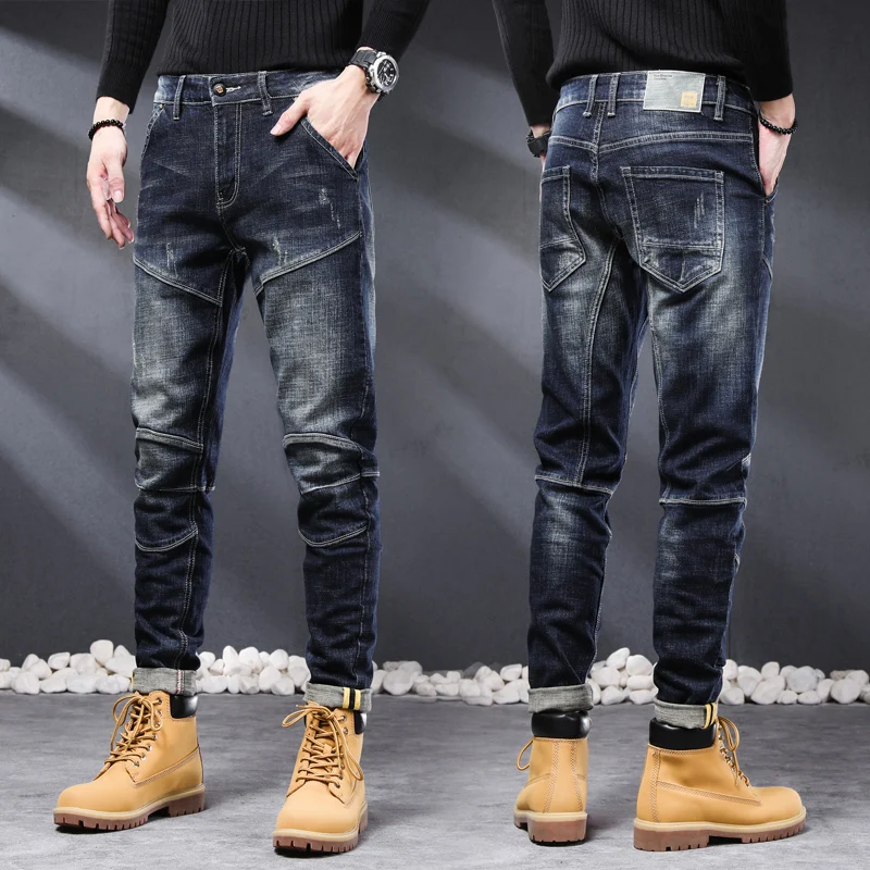 Brand Man Jean Stretch Slim Fit Dark Blue Streetwear Pants Original Man Jeans Patchwork Denim Trousers 2022 Spring And Autumn
Brand Man Jean Stretch Slim Fit Dark Blue Streetwear Pants Original Man Jeans Patchwork Denim Trousers 2022 Spring And Autumn