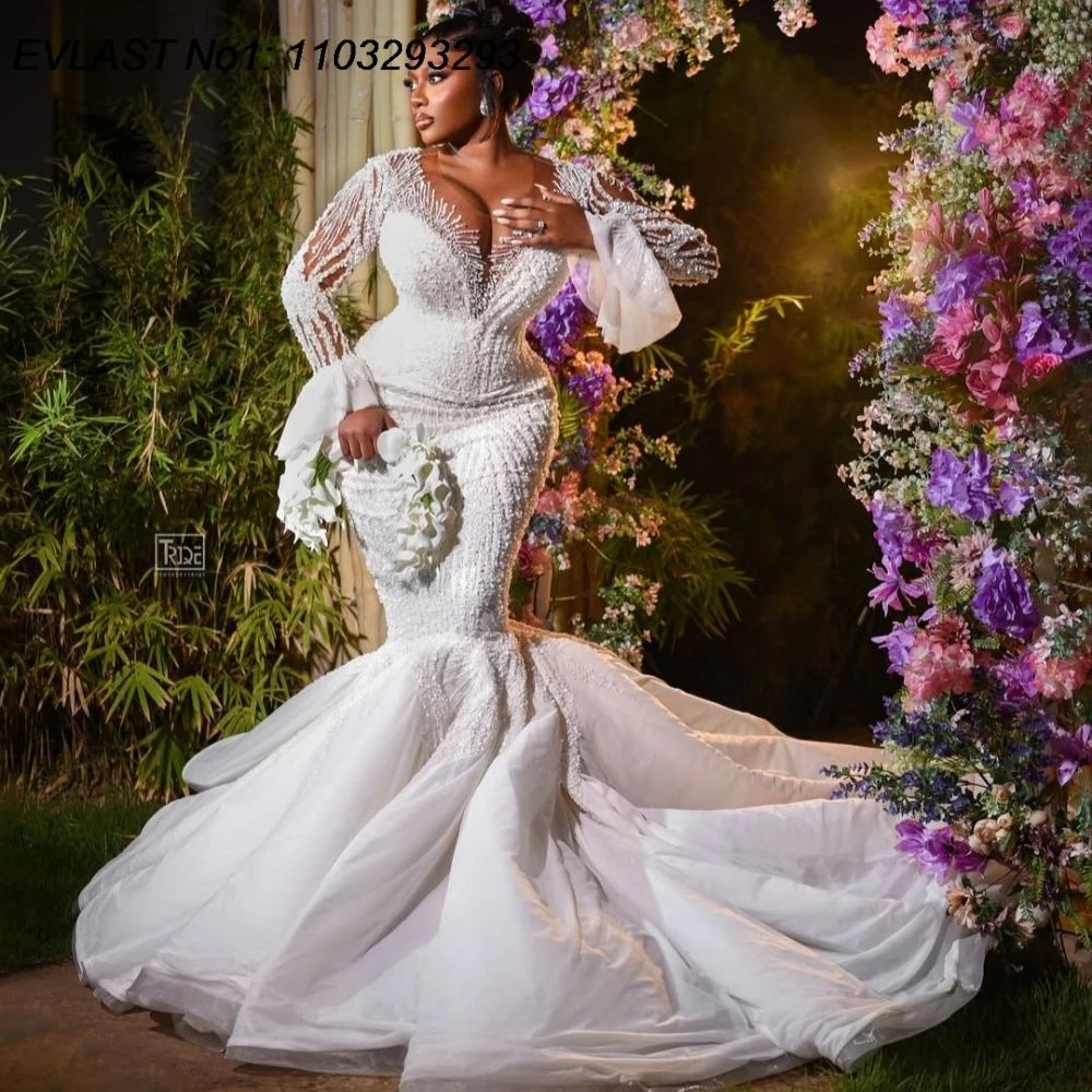 EVLAST Customized 2025 Mermaid Wedding Dress Bridal Gowns For Bride Long Sleeve Appliqued Beaded Pearls Lace Black Women TMD49
EVLAST Customized 2025 Mermaid Wedding Dress Bridal Gowns For Bride Long Sleeve Appliqued Beaded Pearls Lace Black Women TMD49