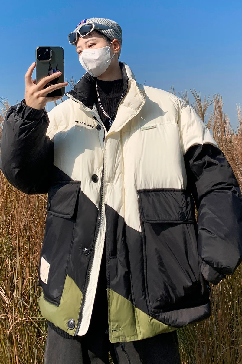 Winter collar matching color down jacket men 90 white duck down short loose bread coat
Winter collar matching color down jacket men 90 white duck down short loose bread coat