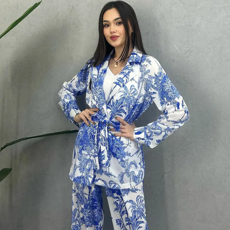Spring Summer New Fashion Women's Priinted Casual Trendy Loose 2 Piece Sets Long Sleeve Lace-up Coats Wide Leg Trousers Pants
Spring Summer New Fashion Women's Priinted Casual Trendy Loose 2 Piece Sets Long Sleeve Lace-up Coats Wide Leg Trousers Pants