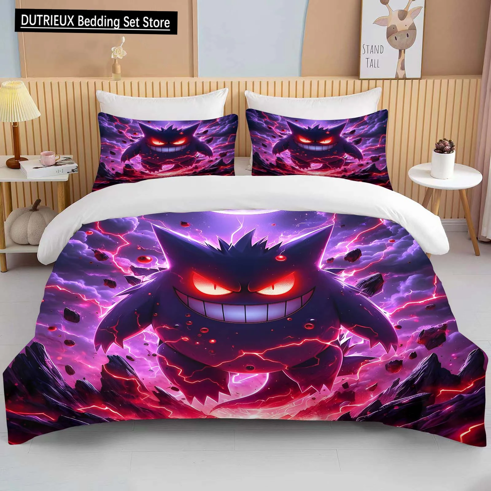 Pokemon Gengar Printed Bedding Set Cartoon Anime Duvet Cover Comforter Pillowcase Boys Girls Children Adults Bedding Set Luxury
Pokemon Gengar Printed Bedding Set Cartoon Anime Duvet Cover Comforter Pillowcase Boys Girls Children Adults Bedding Set Luxury