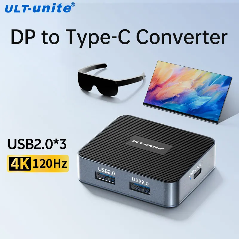 4K120Hz DP to Type-C Converter with USB2.0×3 Expansion Port 5V1A Power Supply HD Cast Screen Docking Station 2K240Hz
4K120Hz DP to Type-C Converter with USB2.0×3 Expansion Port 5V1A Power Supply HD Cast Screen Docking Station 2K240Hz