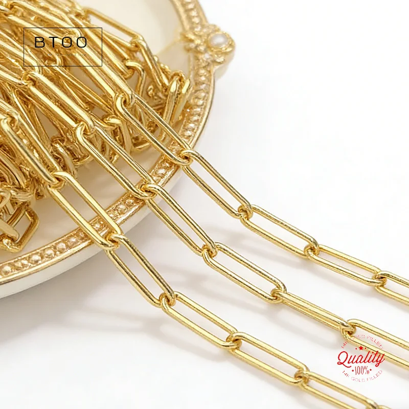 14K Gold Filled Paperclip Chain Necklace Gold Rectangle Cable Chain 4x14mm Length 1 Meter Sell Unfinished Handmade DIY Chain
14K Gold Filled Paperclip Chain Necklace Gold Rectangle Cable Chain 4x14mm Length 1 Meter Sell Unfinished Handmade DIY Chain