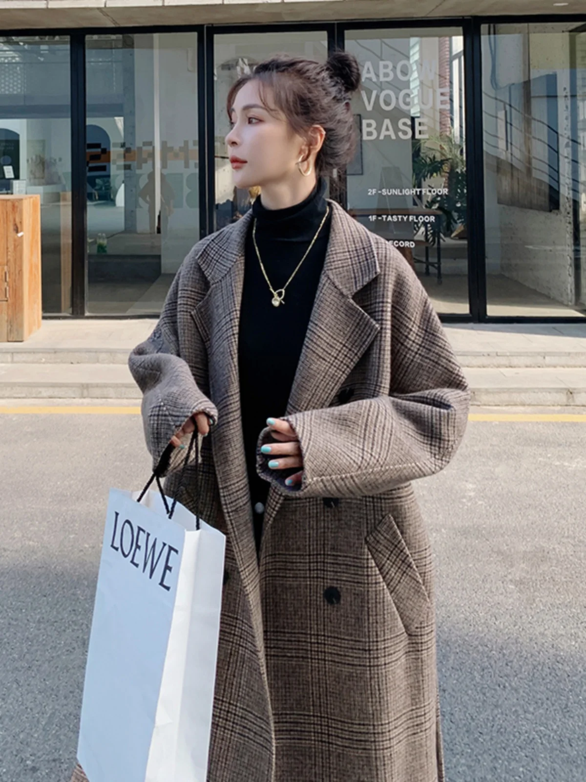 Plaid Woolen Suit Coat Women's Mid-Length Double-Breasted Knitwear Outerwear Korean Sle Commute Pure Color Long Sve
Plaid Woolen Suit Coat Women's Mid-Length Double-Breasted Knitwear Outerwear Korean Sle Commute Pure Color Long Sve