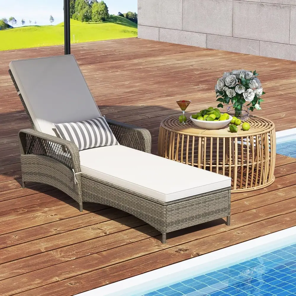 Wicker Chaise Lounge Chair, Patio Rattan Recliner with 6-Position Adjustable Backrest, Sot Cushions, Removable Lumber Pillow & A
Wicker Chaise Lounge Chair, Patio Rattan Recliner with 6-Position Adjustable Backrest, Sot Cushions, Removable Lumber Pillow & A
