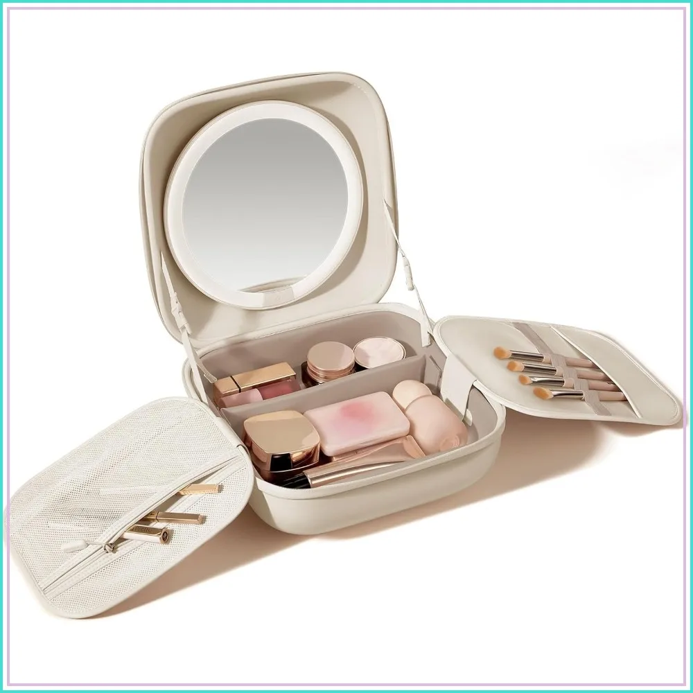 Lighted Makeup Bag with Stepless Brightness & 3 Color Modes, MagSafe Mirror, Portable Travel Organizer, 1100lux, 4.5L, Waterproof, 10 inches
Lighted Makeup Bag with Stepless Brightness & 3 Color Modes, MagSafe Mirror, Portable Travel Organizer, 1100lux, 4.5L, Waterproof, 10 inches