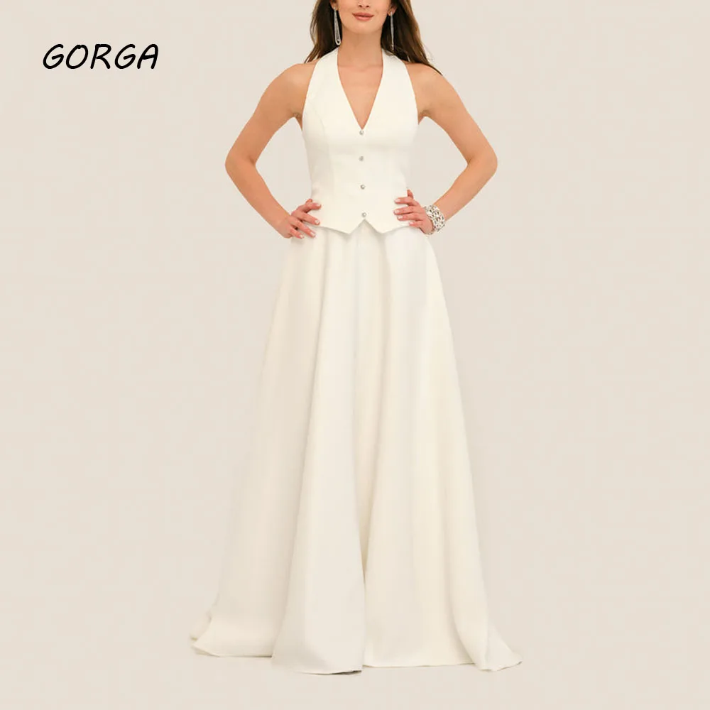 GORGA Customized Ivory Two Piece Floor-Length Crepe Evening Dress Halter Prom Dress Sleeveless 2025 A-Line Party Dress
GORGA Customized Ivory Two Piece Floor-Length Crepe Evening Dress Halter Prom Dress Sleeveless 2025 A-Line Party Dress