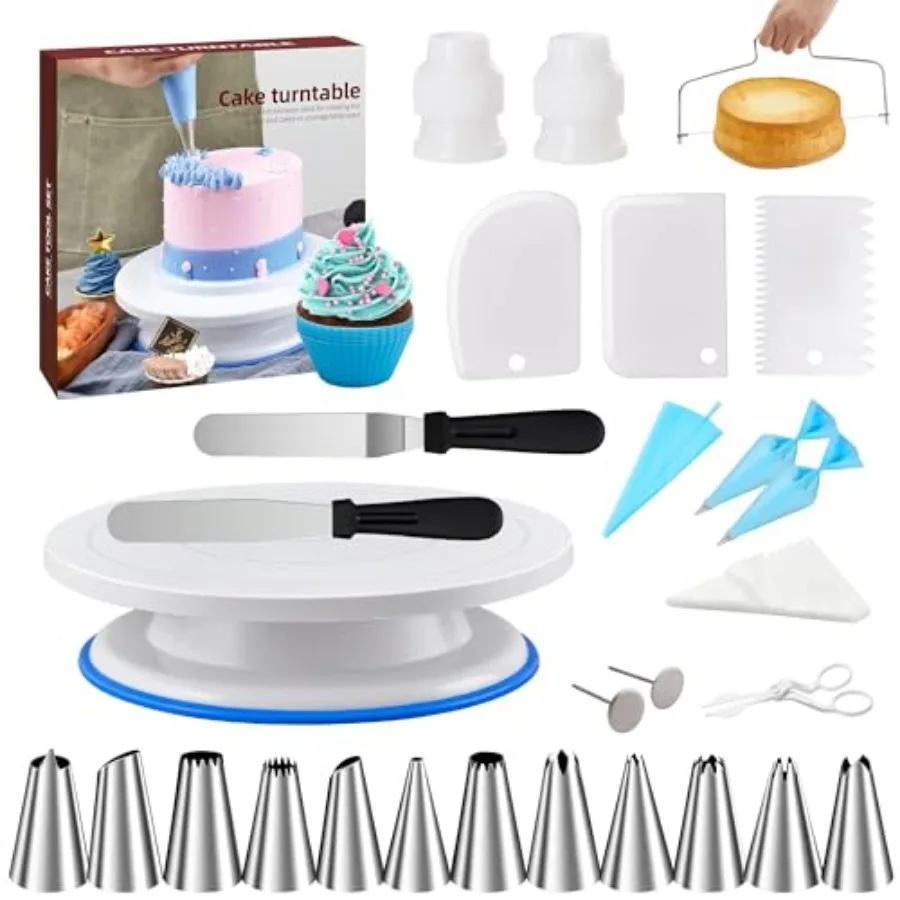 Cake Decorating Tools Supplies Kit - 82Pcs Baking Accessories with Turntable Stand Leveler 12 Piping Tips 52 Bags Icing Comb Sc
Cake Decorating Tools Supplies Kit - 82Pcs Baking Accessories with Turntable Stand Leveler 12 Piping Tips 52 Bags Icing Comb Sc