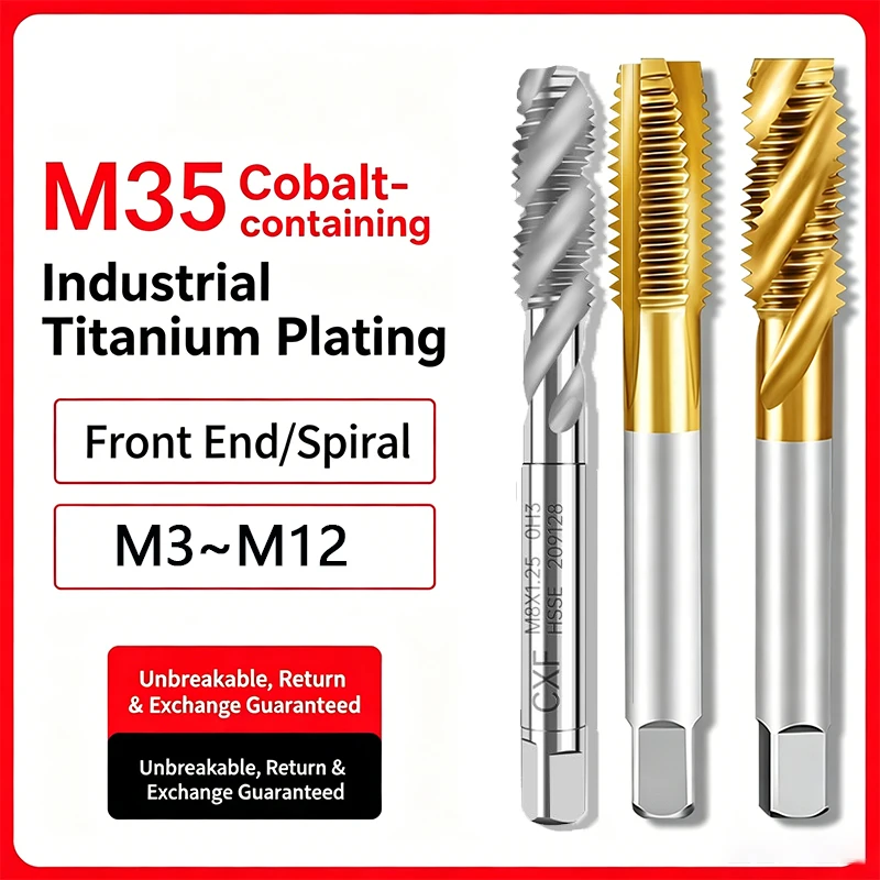 M35 High Cobalt Spiral Point Tap Titanium Coated Machine Tap For Stainless Steel Tapping Bit M3 M4 M5 M6 M8 M10 M12
M35 High Cobalt Spiral Point Tap Titanium Coated Machine Tap For Stainless Steel Tapping Bit M3 M4 M5 M6 M8 M10 M12
