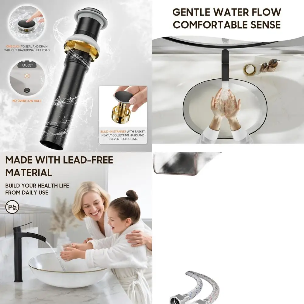 Oil Rubbed Bronze Single Handle Waterfall Vessel Sink Faucet with Pop-Up Drain and Supply Lines
Oil Rubbed Bronze Single Handle Waterfall Vessel Sink Faucet with Pop-Up Drain and Supply Lines