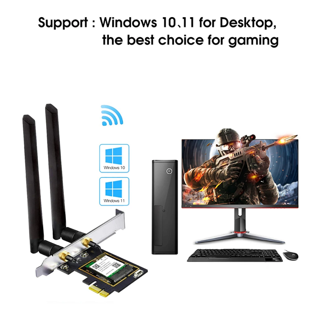 Teldaykemei WiFi 6E AX5400 BT5.3 Tri Band 2.4G/5G/6Ghz Wireless PCIE Adapter RTL8852CE 802.11AX Network Card For PC Win 10/11
Teldaykemei WiFi 6E AX5400 BT5.3 Tri Band 2.4G/5G/6Ghz Wireless PCIE Adapter RTL8852CE 802.11AX Network Card For PC Win 10/11
