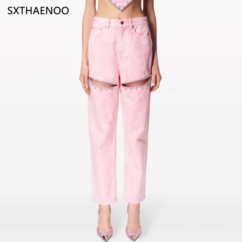 SXTHAENOO High Street Spliced Diamonds Denim Trousers Women High Waist Hollow Out Patchwork Pocket Wide Leg Pants Female Style
SXTHAENOO High Street Spliced Diamonds Denim Trousers Women High Waist Hollow Out Patchwork Pocket Wide Leg Pants Female Style