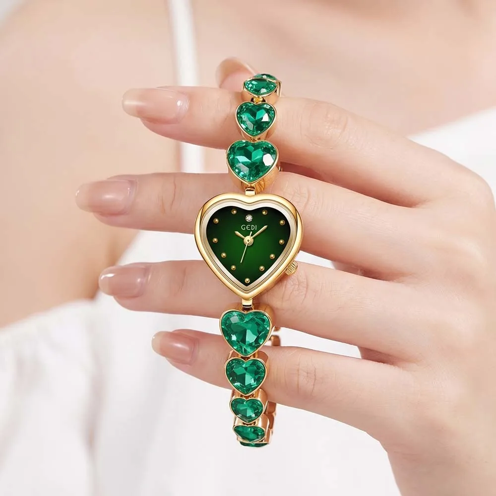 GEDI Heart-Shaped Women's Quartz Wristwatch Gem-Set Heart-Shaped Bracelet New Ladies' watch Dress Watch Gifts relogio feminino
GEDI Heart-Shaped Women's Quartz Wristwatch Gem-Set Heart-Shaped Bracelet New Ladies' watch Dress Watch Gifts relogio feminino
