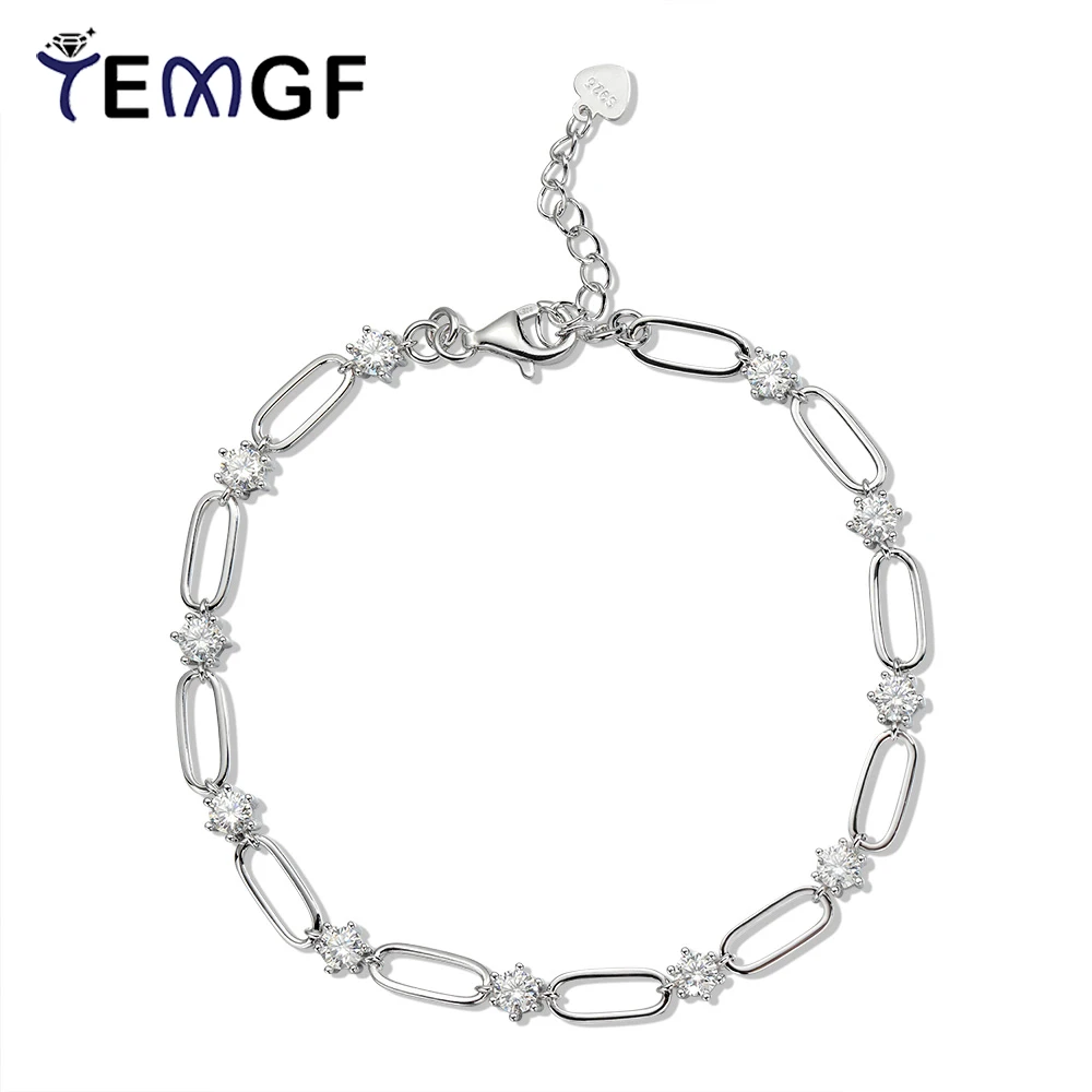 TEMGF 4mm Moissanite Bracelet 100% S925 Sterling Silver Chain Unique Design for Women Fashion Elegant Sparkling Fine Jewelry
TEMGF 4mm Moissanite Bracelet 100% S925 Sterling Silver Chain Unique Design for Women Fashion Elegant Sparkling Fine Jewelry