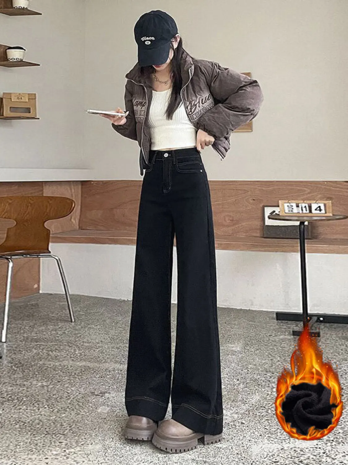 Women Black Wide Leg Jeans High Waist Contrast Stitching Baggy Denim Pants Vintage Streetwear
Women Black Wide Leg Jeans High Waist Contrast Stitching Baggy Denim Pants Vintage Streetwear